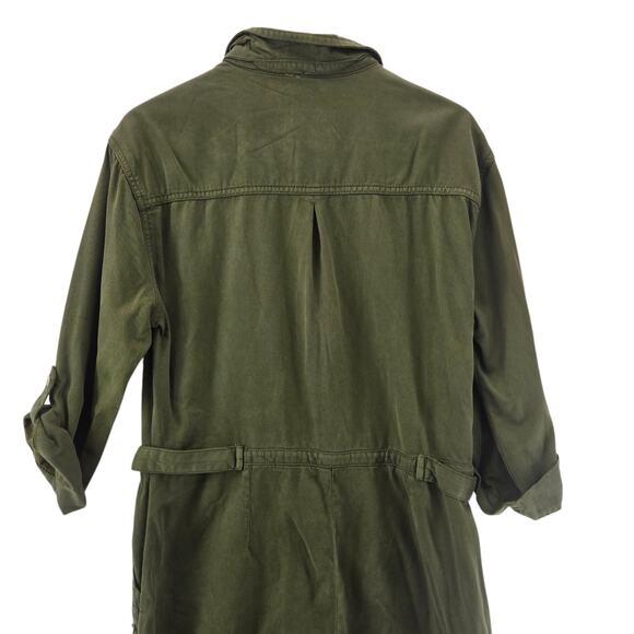 Free People Isla Jumper Womens 10 Flight Suit Aviator Olive Green Cotton Lyocel - Picture 6 of 14